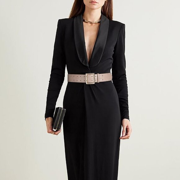 Women Leather Wide Fashion Thick Dress Belt With Gold Buckle Belt Beige Gold - Picture 7 of 7